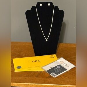 Moissanite GRA graded Earring and Pendant set.